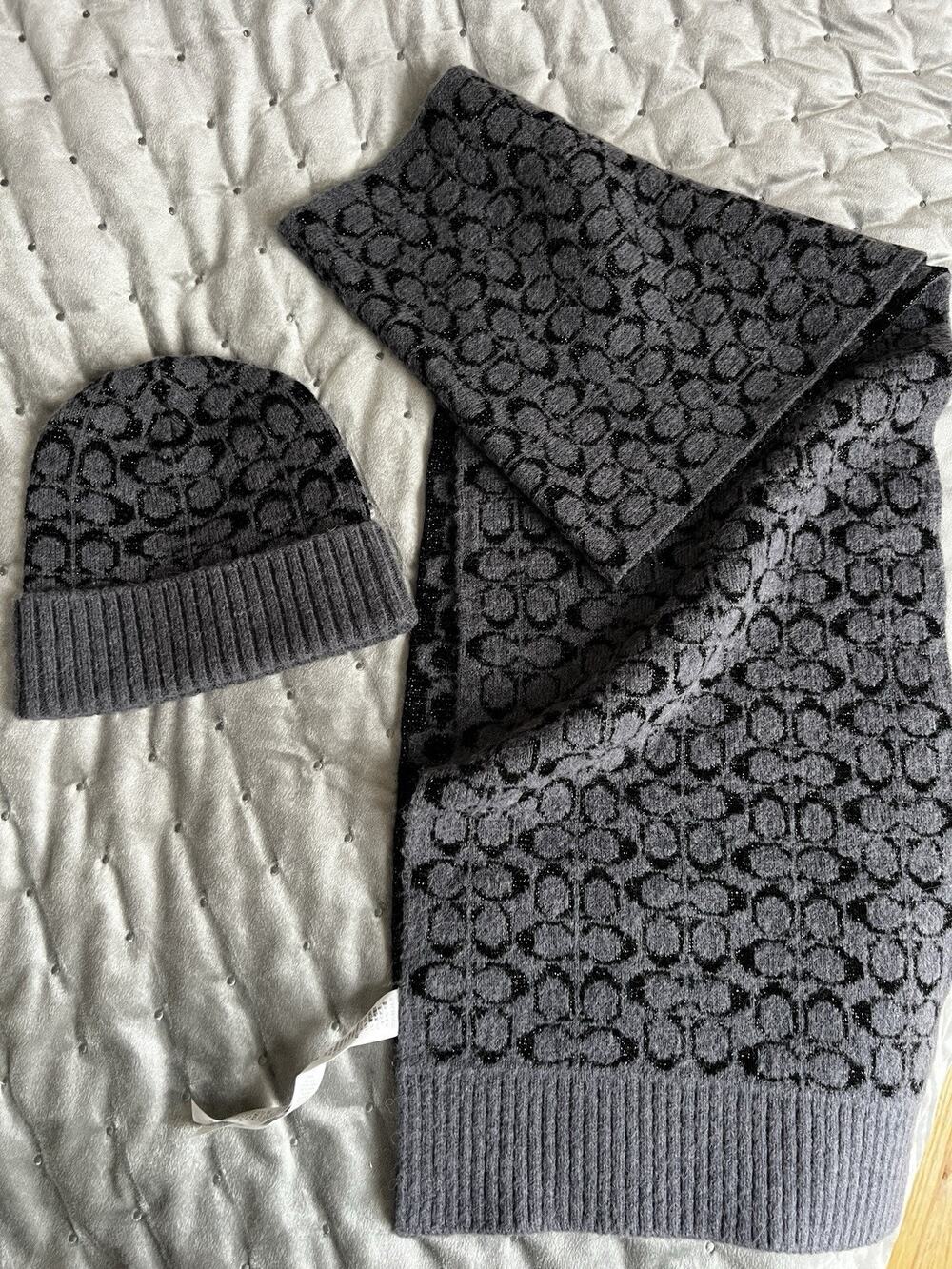 COACH wool 2-Piece Monogram Beanie & Scarf Set